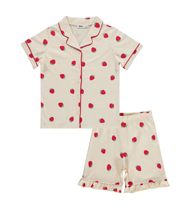 Civil Girls Çilek Desenli Şortlu 10-13 Yaş Pijama Takımı - Fil Dişi