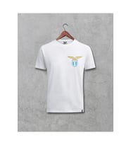 Lazio Futbol Takım Logo Göğüs Baskılı Beyaz Tişört (Beyaz)