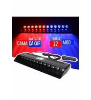 S12 Cam İçi Vantuzlu Polis Çakar 12 Ledli Kırmızı Mavi Çakmaklık Girişli