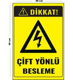 Metal Çift Yönlü Besleme 30 cm x 40 cm A3 Büyüklüğünde Uyarı Levhası Yönlendirme Tabelası