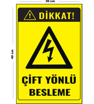 Metal Çift Yönlü Besleme 30 cm x 40 cm A3 Büyüklüğünde Uyarı Levhası Yönlendirme Tabelası