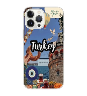 Iphone 12 Pro Uyumlu Türkiye Kolaj Tasarımlı Şeffaf Telefon Kılıfı
