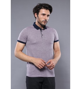 Desenli Polo Yaka T-shirt  Wessi (Pembe)