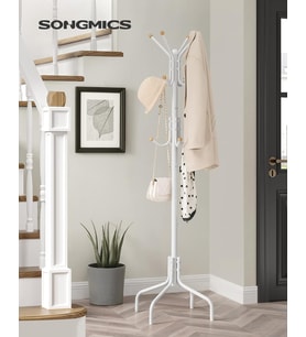 Songmics Portmanto, Elbise Askısı, Metal, 12 Kancalı, Gardırop, 4 Ayak, Manto, Şapka, Çanta, Koridor