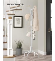 Songmics Portmanto, Elbise Askısı, Metal, 12 Kancalı, Gardırop, 4 Ayak, Manto, Şapka, Çanta, Koridor