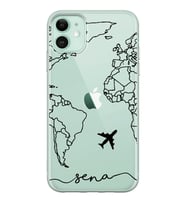 Çizgisel Harita Tasarımlı Şeffaf Telefon Kılıfı (Tüm Modeller Mevcuttur)