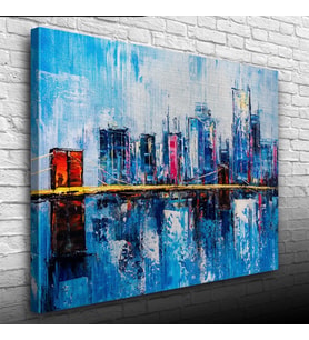 Gökdelenler ile köprünün yansıması Yağlıboya Kanvas Tablo 50 x 70
