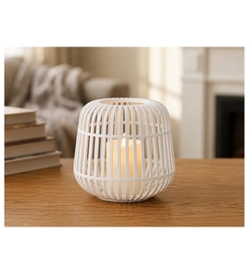 Alvera Modern Kafes Tasarımlı Dekoratif Mumluk – Tealight Mumluk, Masaüstü Ev ve Ofis Dekoru - Beyaz