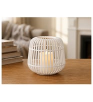 Alvera Modern Kafes Tasarımlı Dekoratif Mumluk – Tealight Mumluk, Masaüstü Ev ve Ofis Dekoru - Beyaz