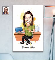 Kişiye Özel Öğretmen Karikatürlü  Ahşap Tablo 30x47 Bayan-17