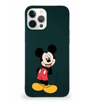 Apple iPhone 12 Pro Max Soft Premier Kapak Mickey Mouse-B Tasarımlı Silikon Kılıf - Yeşil (Şeffaf)