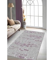 Pembe Taş Desenli Kaymaz Tabanlı Dekoratif Halı RO08 - 100 x 160 cm