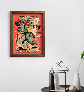 BK Gift Modern Soyut Tasarımlı Doğal Masif Ahşap Çerçeveli Tablo 45x65cm-9