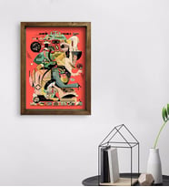 BK Gift Modern Soyut Tasarımlı Doğal Masif Ahşap Çerçeveli Tablo 45x65cm-9