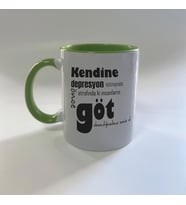 Kendine Depresyon Teşhisi Koymadan Önce Baskılı Yeşil Mega Kupa