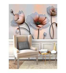 Dreamwall 3D Lale Desenli Yırtılmaz Silinebilir Sağlıklı Tekstil Duvar Kağıdı (Çok Renkli)