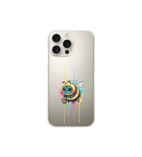 iPhone 16 Pro ile uyumlu Splash arı tasarımlı şeffaf silikon kılıf