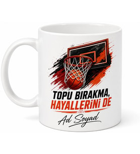 Basketbolcuya Hediye Pota Temalı Baskılı Kupa Bardak Özel Tasarım