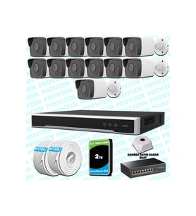 Provzen Hikvision 13 IP Kameralı 4MP 1440P Mikrofonlu Güvenlik Kamerası