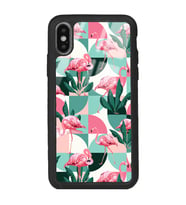 iPhone Xs Max Retro Flamingo Duvar kağıdı Tasarımlı Glossy Telefon Kılıfı