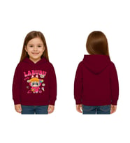 Unisex Baskılı Çocuk Swaetshirt Labubu Baskılı Kapüşonlu 3 İplik Şardonlu (Bordo)