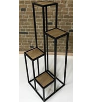 Çiçeklik Zlf 13547 Dekoratif Kule Model Metal Çelik Siyah Statik Boya Ahşap tabla