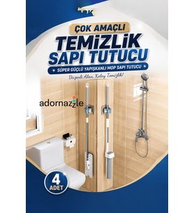 Çok Amaçlı Temizlik Sapı Tutucu, Yapışkanlı Duvar Askısı