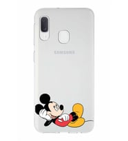 Samsung Galaxy A20e   Kapak Mickey Mouse Tasarımlı Şeffaf Silikon Kılıf