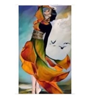 Düşünen Kadın Sayılarla Boyama Seti Canvas Kasnaklı 40 x 50 cm