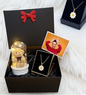 Kolyeli Size Özel Fotoğraflı Hediye Kutusu - Premium Kişiye Özel Hediye Seti (Model 1)
