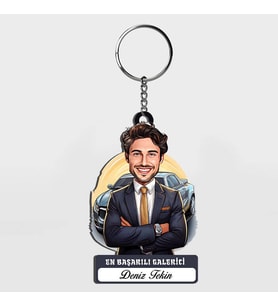Karikatürlü - Erkek Galerici İsimli Anahtarlık