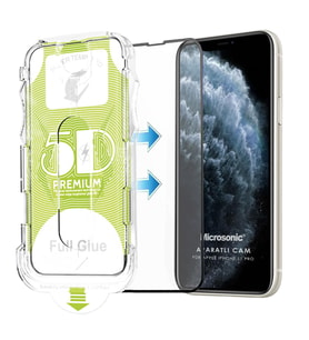 Microsonic Apple iPhone 11 Pro Magic Uygulama Aparatlı Tam Kapatan Ekran Koruyucu Siyah