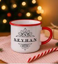 BK Gift Kişiye Özel İsimli Kırmızı Emaye Kupa Bardak -10, Arkadaşa Hediye, Sevgiliye Hediye