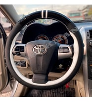 Toyota Verso AR20 Dikme Direksiyon Kılıfı Parlak Siyah Beyaz Detaylı Beyaz Çift Yüzük ve Dikiş 2009-2013