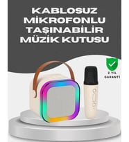 Kablosuz Karaoke Mikrofon Hoparlör Seti Güçlü Ses Çıkışı