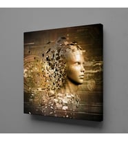 GOLD ROBOT KANVAS TABLO 150x150cm