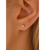MOOM MÜCEVHERAT 14 Ayar Altın Tragus Küpe Geometrik Tektaş Vidalı