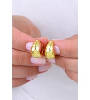 Gümüş altın yaldızlı üzeri desenli kavisli halka küpe SGTL12992GOLD
