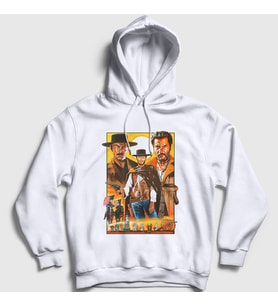 Presmono Unisex Beyaz Poster Film The Good The Bad And The Ugly Kapüşonlu Sweatshirt 252507tt
