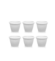 Omnipazar SO-HS01 Plastik Hasır Desenli Saksı 3.3 lt Kirli Beyaz 6 Adet