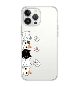 Iphone 12 Pro Uyumlu Kedi Karakterler Tasarımlı Şeffaf Telefon Kılıfı