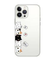 Iphone 12 Pro Uyumlu Kedi Karakterler Tasarımlı Şeffaf Telefon Kılıfı