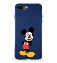 Apple iPhone 8 Plus Soft Premier Kapak Mickey Mouse-B Tasarımlı Silikon Kılıf - Lacivert (Şeffaf)