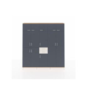Arges Dolap 10 Raflı 2 Çekmeceli 3 Askılı 220x30x243 Çam-Antrasit/Aytaşı