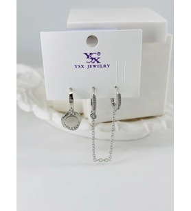 Zirkon Taşlı Üçlü Kombin Küpe - Kp00432