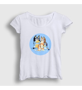 Presmono Kadın Beyaz Bluey Ailesi Bandit Chili T-Shirt 450953tt