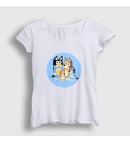 Presmono Kadın Beyaz Bluey Ailesi Bandit Chili T-Shirt 450953tt