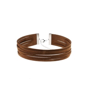 Kahverengi Süet Kadın Choker Kolye