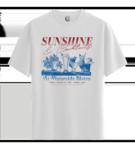 Sunshine & Cocktails - %100 Pamuklu Kadın Beyaz Tişört - Premium Quality (Siyah - Beyaz)
