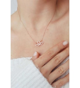 Taşlı Lotus Çiçeği 925 Ayar Gümüş Kolye